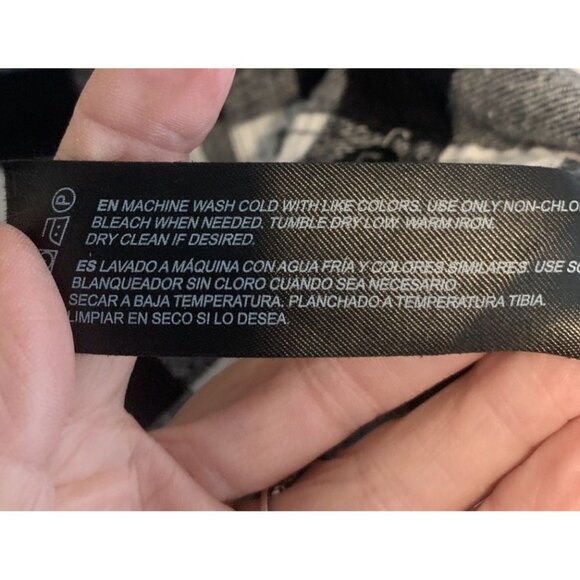 Denim & Flower Ricky Singh Men's Flannel Buffallo Black & White Size M - Picture 7 of 7